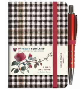 Mini Tartan Notebook & Pen (Red, Red Rose)