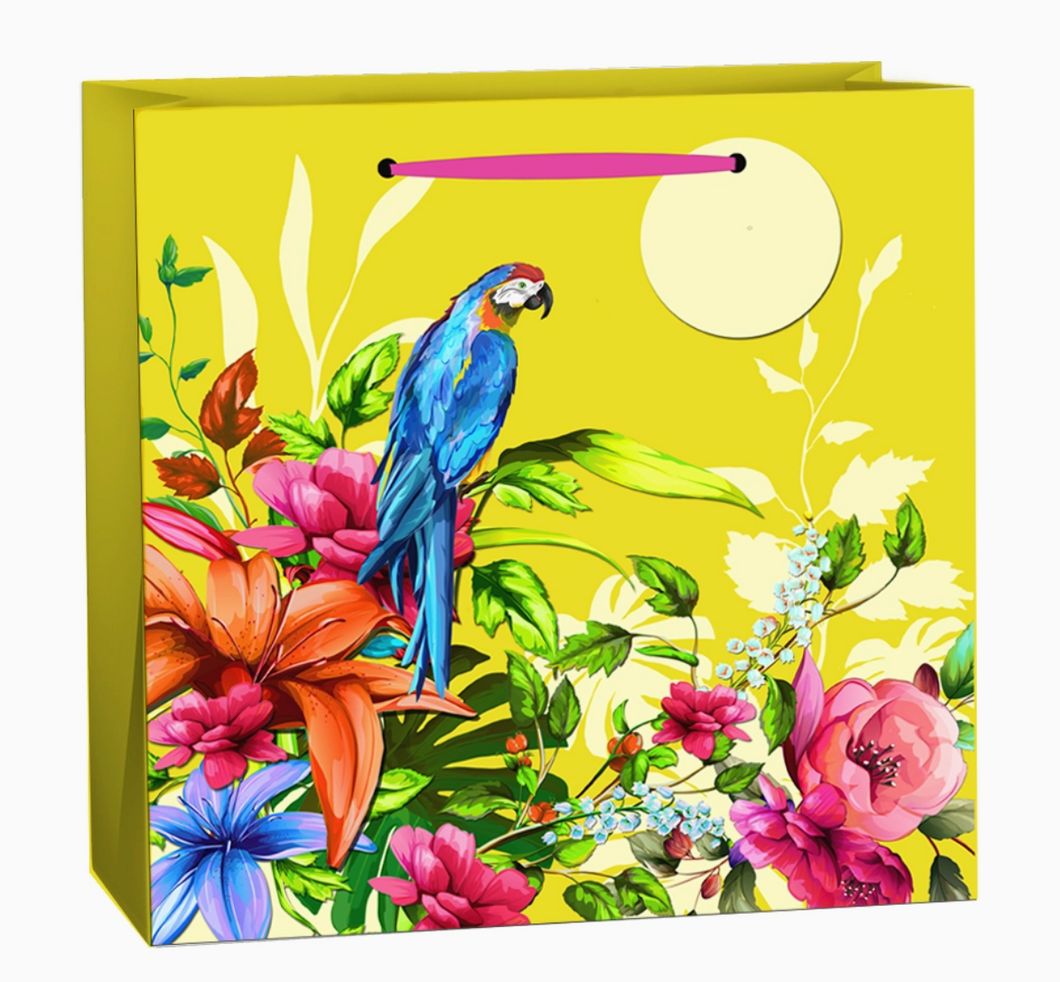 Birds And Bloom Yellow Gift Bag (Large)