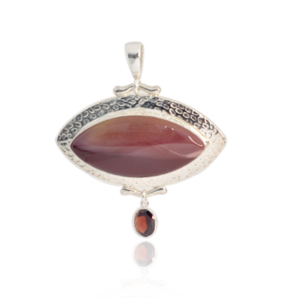 Large Mookaite Jasper Pendant With Garnet