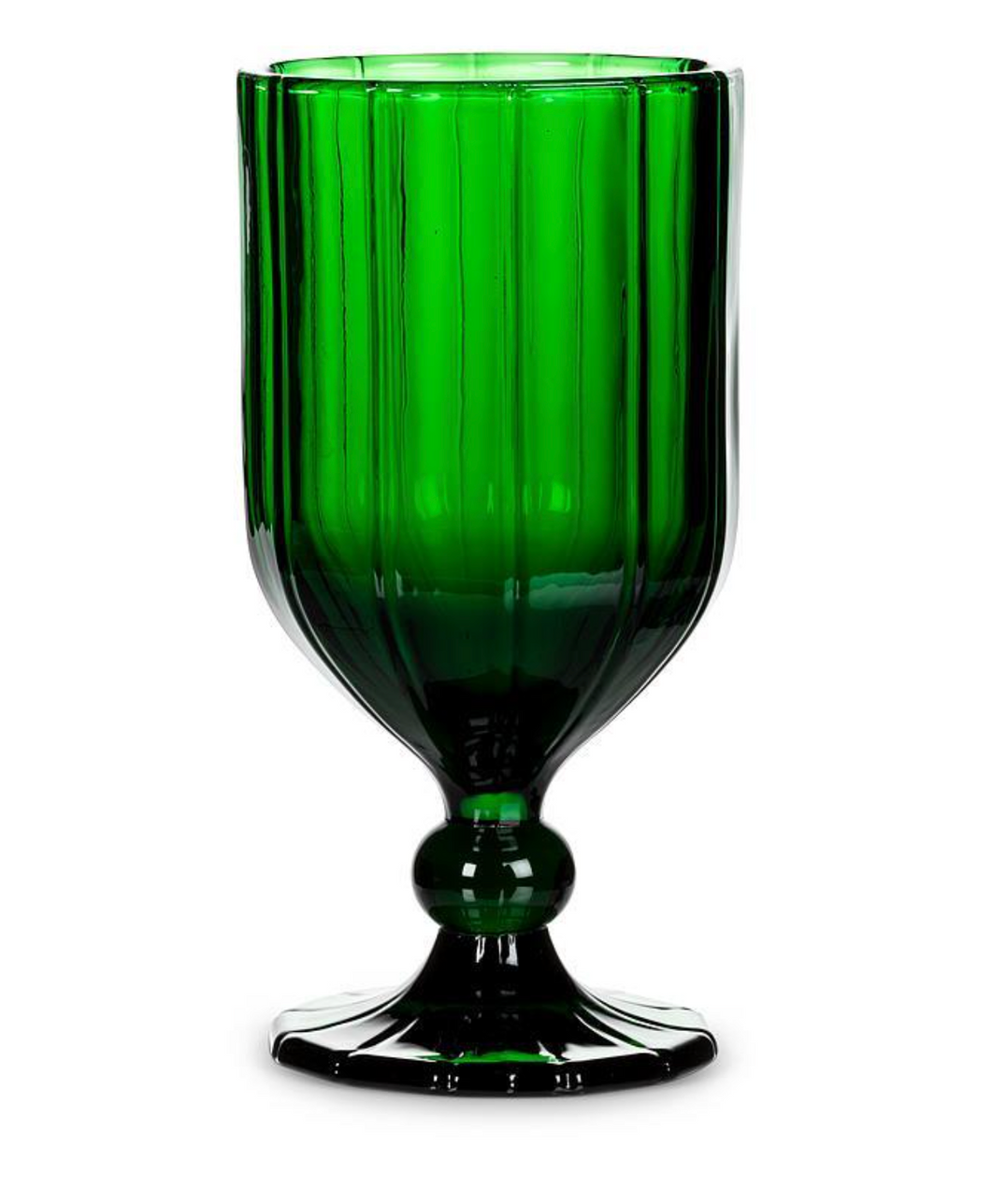 Green Glass Panel Goblet