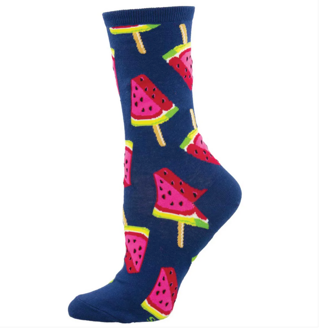 Women's Watermelon Pops Socks (Navy)