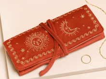 Load image into Gallery viewer, Rust Celestial Embroidered Velvet Jewellery Roll
