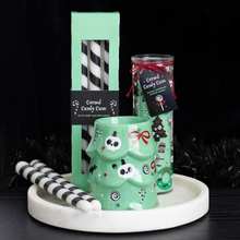 Load image into Gallery viewer, Set of 3 Black Candy Cane Stripe Creepmas Taper Candles
