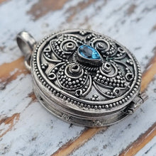 Load image into Gallery viewer, Balinese Poison Locket with Blue Topaz
