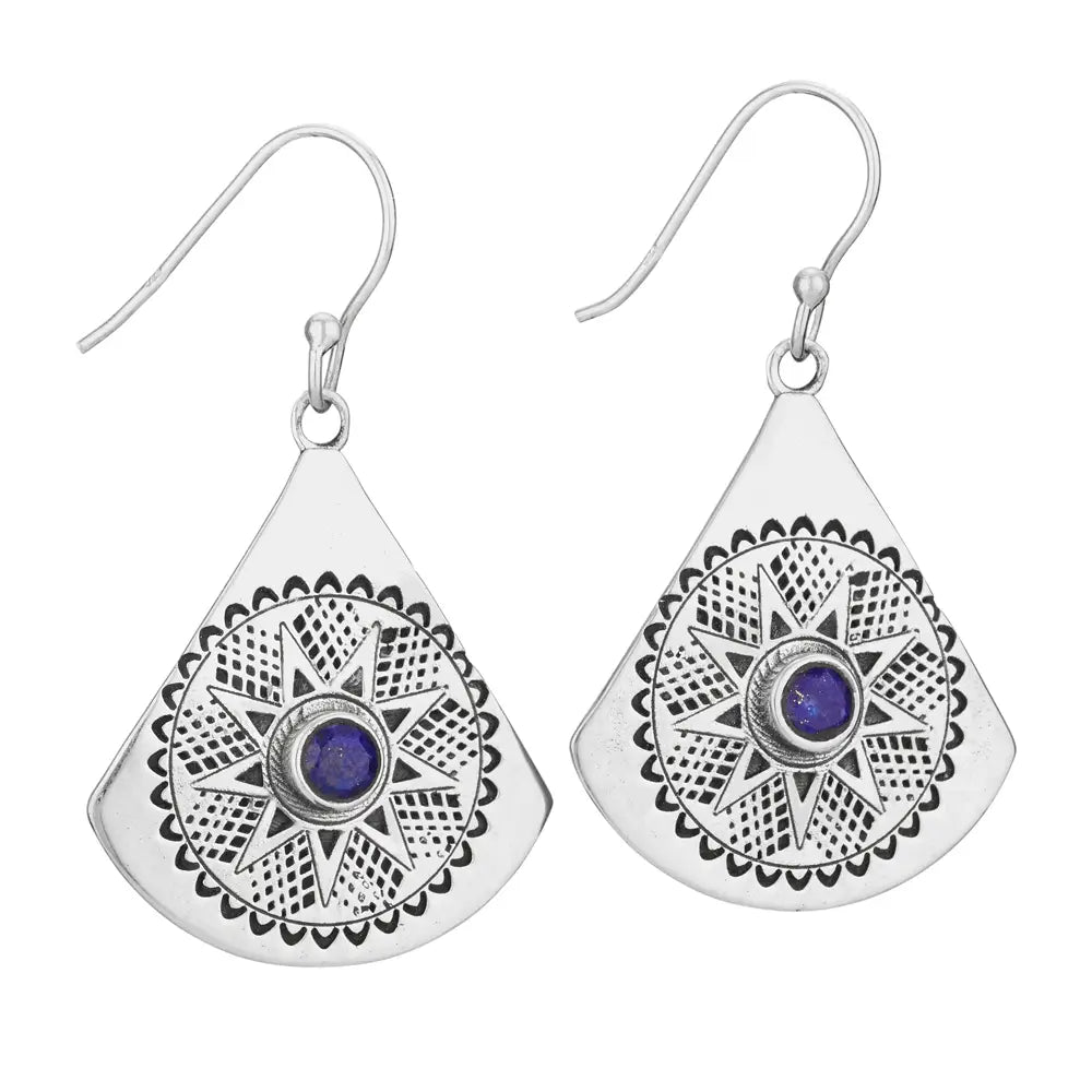 Blue Star Lapis and Sterling Silver Earrings