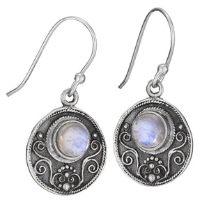 Round Moonstone Cabochon Earrings