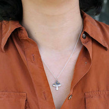Load image into Gallery viewer, Silver Mushroom Necklace with Bronze Star and Moon

