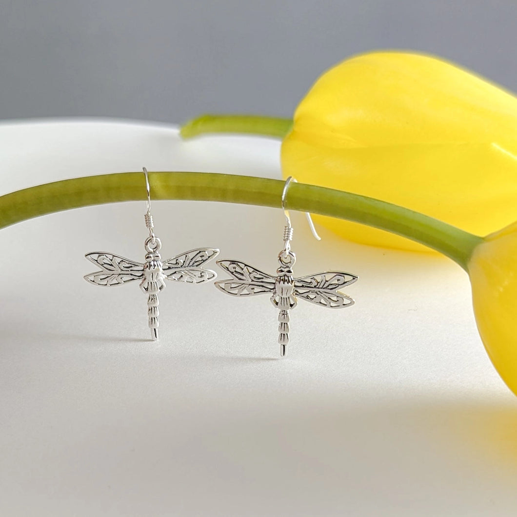 Silver Dragonfly Earrings