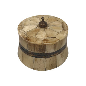 Antiqued Round Bone and Wooden Box