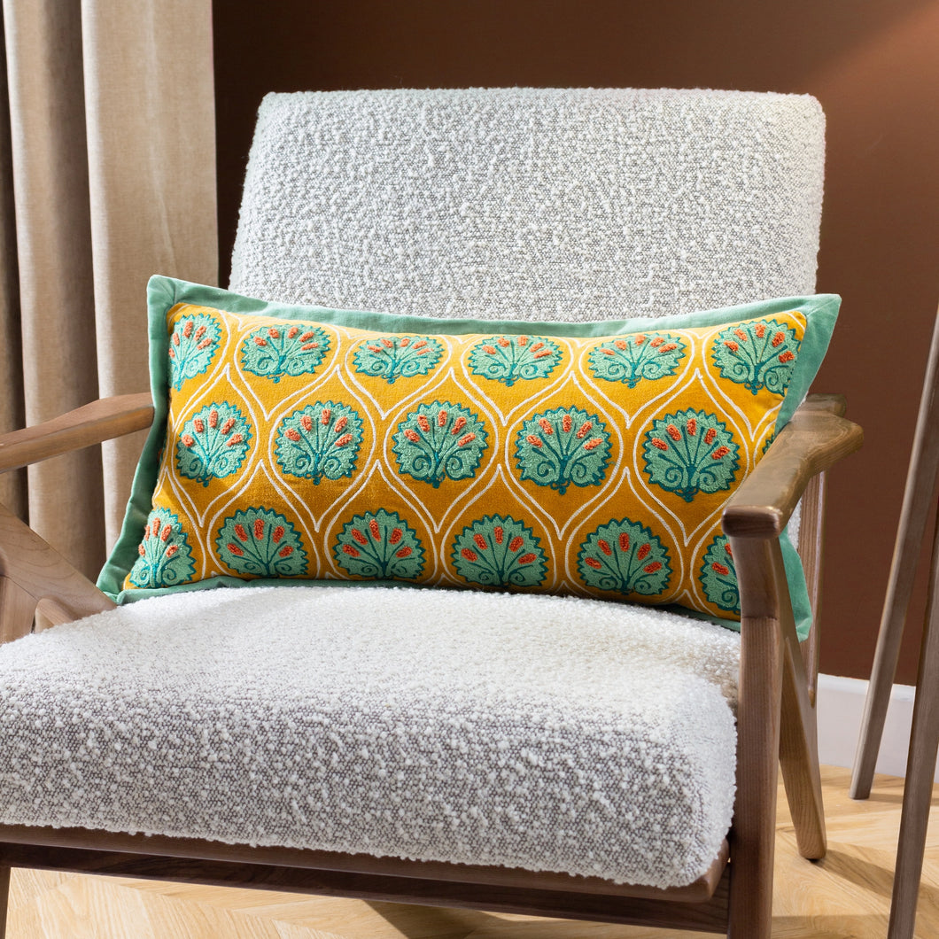 Ochre & Aqua Casa Pillow