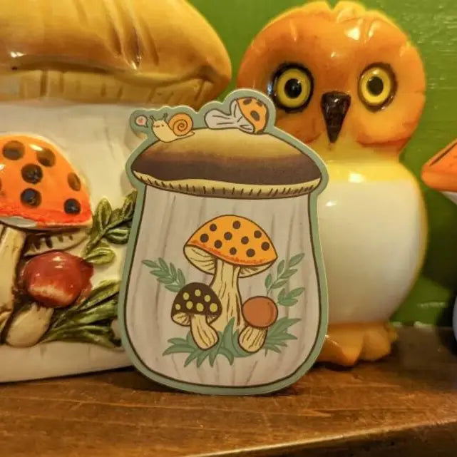 Merry Happy Mushroom Canister Sticker