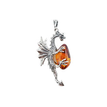 Load image into Gallery viewer, Cognac Amber Dragon Pendant
