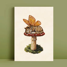 Load image into Gallery viewer, Fairy Cat on Mushroom Art Print
