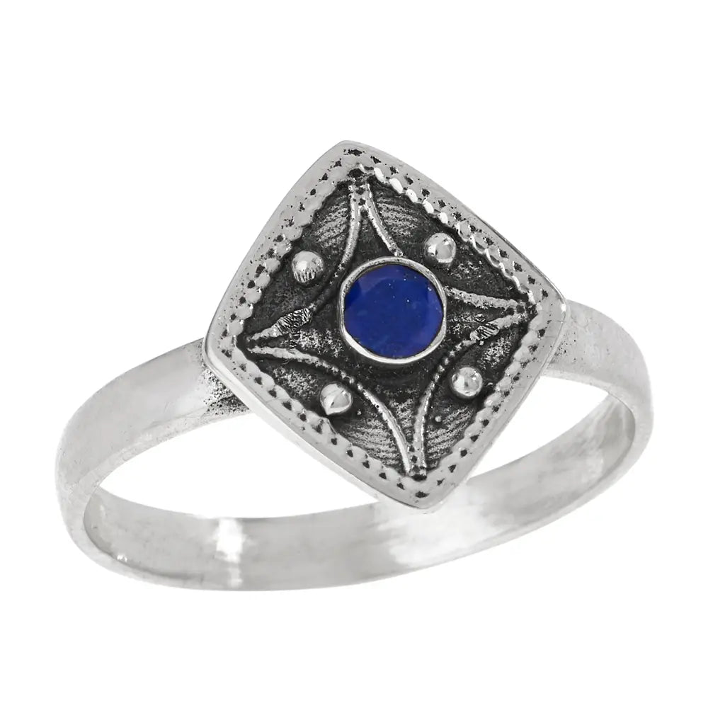 Oxidized Silver & Lapis Ring