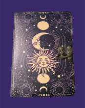 Load image into Gallery viewer, Dark Purple Leather Celestial Journal
