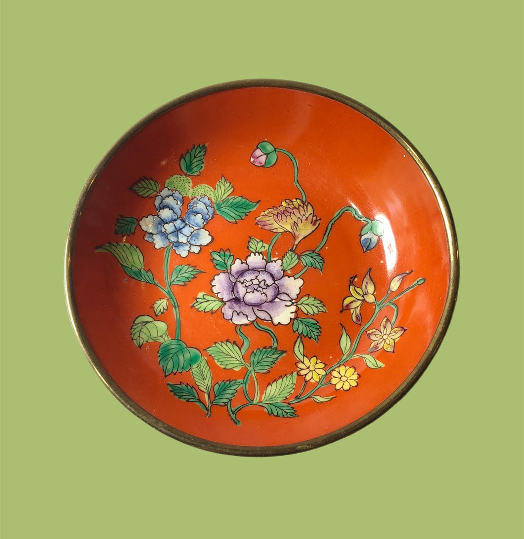 Vintage Japanese Porcelain & Brass Dish