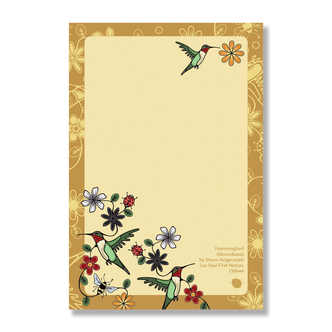 Hummingbird (Nenookaasi) Notepad [Art by Storm Angeconeb]