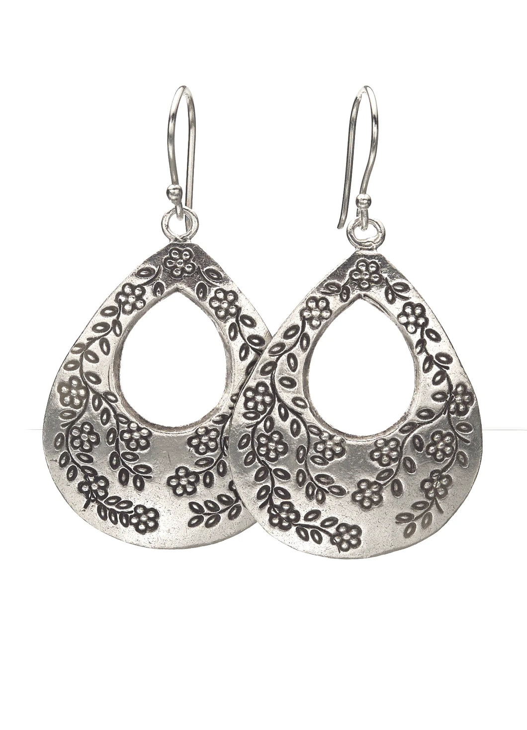 Silver Thai Hill Tribe Earrings (2 cm) [Brooke]