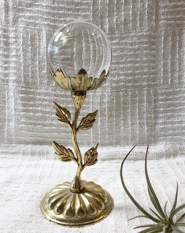 Vintage Crystal Ball Stand (with New Sphere)