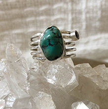 Load image into Gallery viewer, Silver &amp; Raw Turquoise Ring with Onyx
