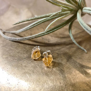 Silver Studs with Raw Citrines