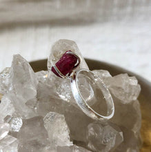 Load image into Gallery viewer, Hammered Silver Ring with Raw Ruby
