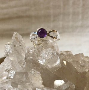 Silver Ring with Amethyst in Raised Setting