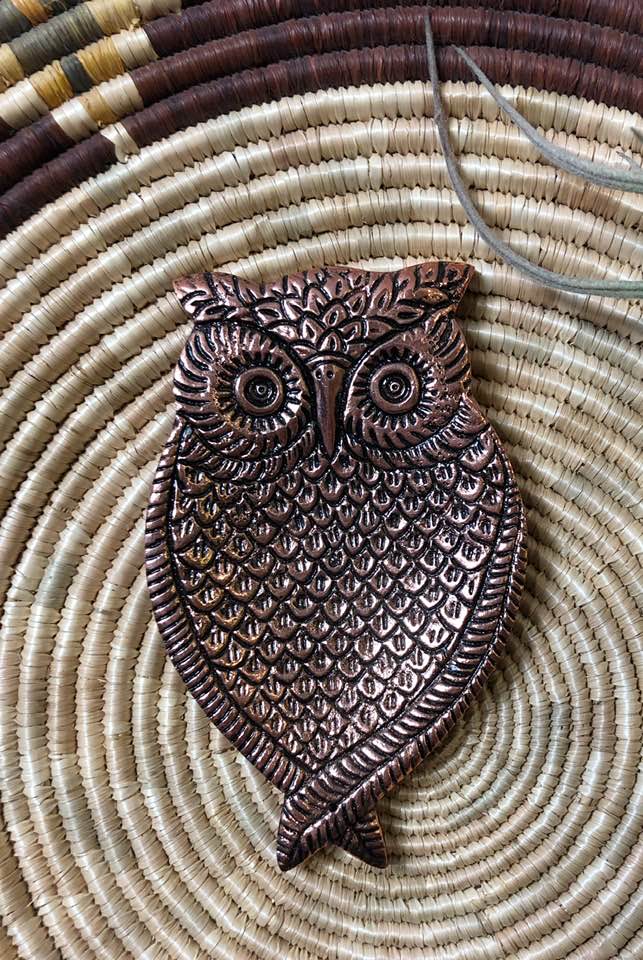 Copper Toned Owl Incense Burner