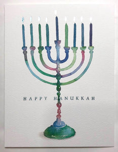 Happy Hanukkah Watercolour Menorah