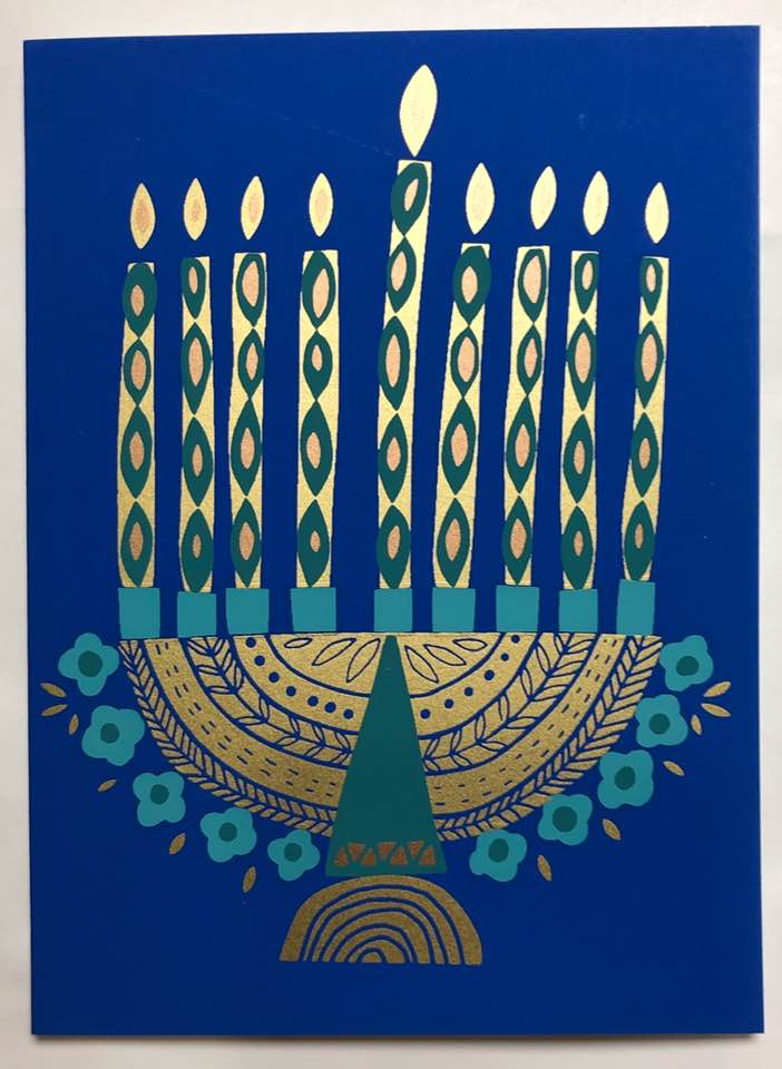 Hanukkah Menorah on Blue