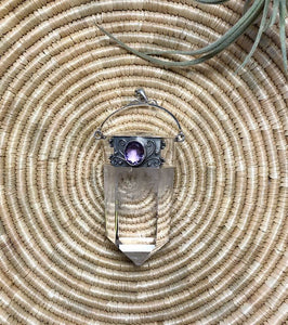 Extra Large Quartz with Amethyst Pendant {One of a Kind}