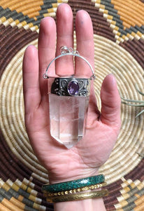 Extra Large Quartz with Amethyst Pendant {One of a Kind}
