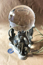 Load image into Gallery viewer, Double Decker &#39;90s Cat Crystal Ball Stand with Two New Glass Spheres
