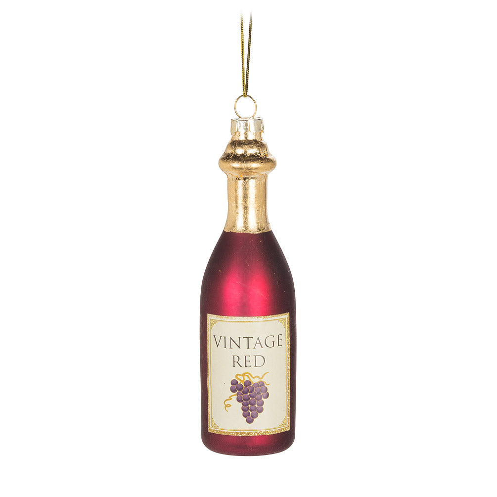 Glass Red Wine Bottle Ornament