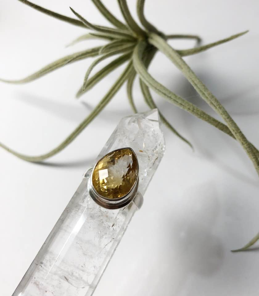 Silver Ring with Yellow Topaz