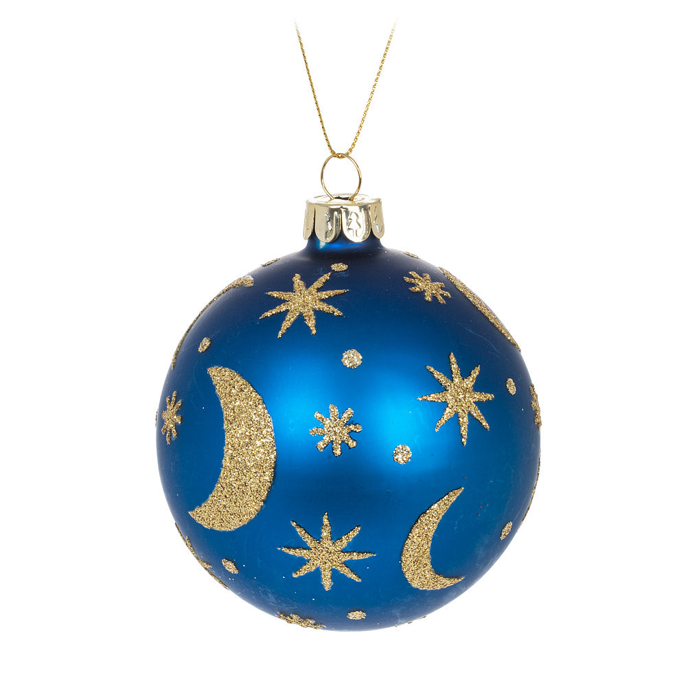 Glass Moons & Stars Ball Ornament