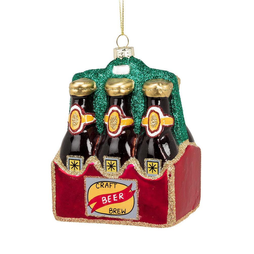 Glass Six Pack Beer Ornament