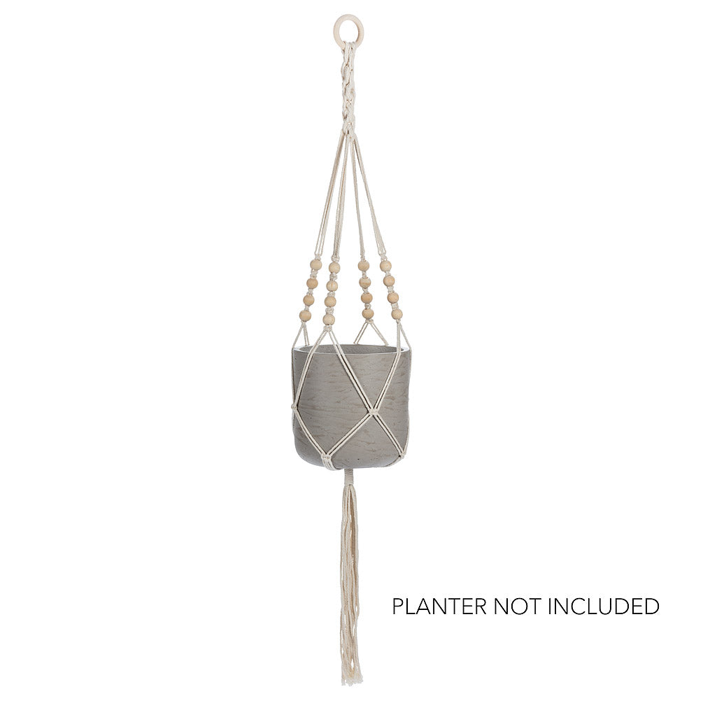 Natural/Ivory Macrame Hanger with Beads (Planter Not Included)