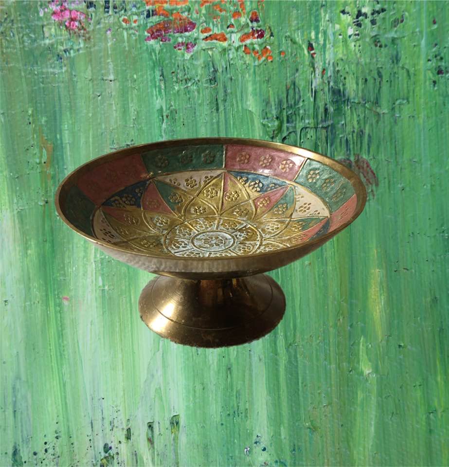 Enamelled Brass Footed Dish