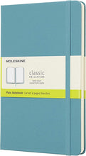 Load image into Gallery viewer, Moleskine Classic Notebook | Hard Cover | Large (5&quot; x 8.25&quot;) | Plain/Blank | Reef Blue | 240 Pages
