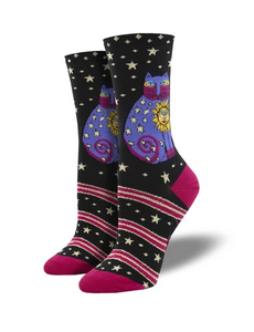Women's Laurel Burch Celestial Sun Cat Socks
