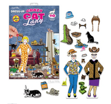 Load image into Gallery viewer, Dress-Up Crazy Cat Lady Reusable Cling Stickers
