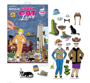 Dress-Up Crazy Cat Lady Reusable Cling Stickers
