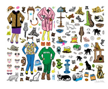 Load image into Gallery viewer, Dress-Up Crazy Cat Lady Reusable Cling Stickers

