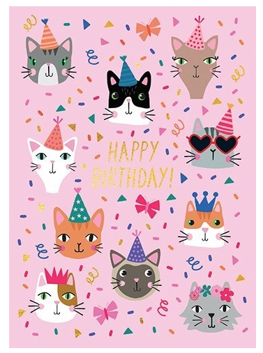 Happy Birthday! Pink Party Cats
