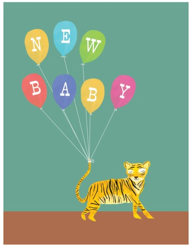 Tiger With Balloons New Baby