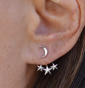 Silver Moon & Star Ear Jackets/Earrings