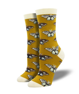 Women's Bamboo Vintage Moth Socks (Gold)