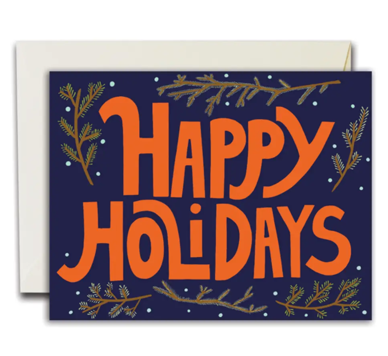 Happy Holidays Card (Orange & Navy)