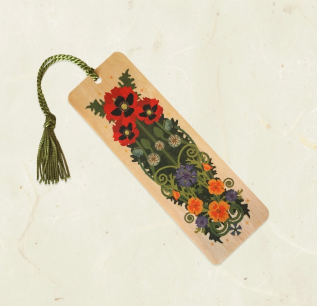 Poppy & Spider Wood Bookmark